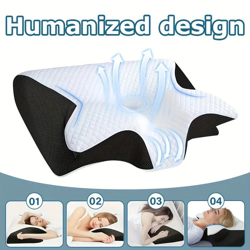 Memory Foam Pillow for Neck Shoulder Support Sleeping Relax Pillow,Ergonomic Contour Design, Orthopedic Firm Support Lightweight