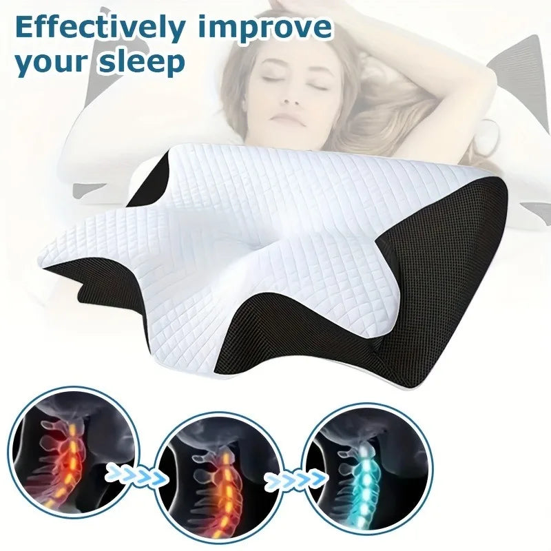 Memory Foam Pillow for Neck Shoulder Support Sleeping Relax Pillow,Ergonomic Contour Design, Orthopedic Firm Support Lightweight