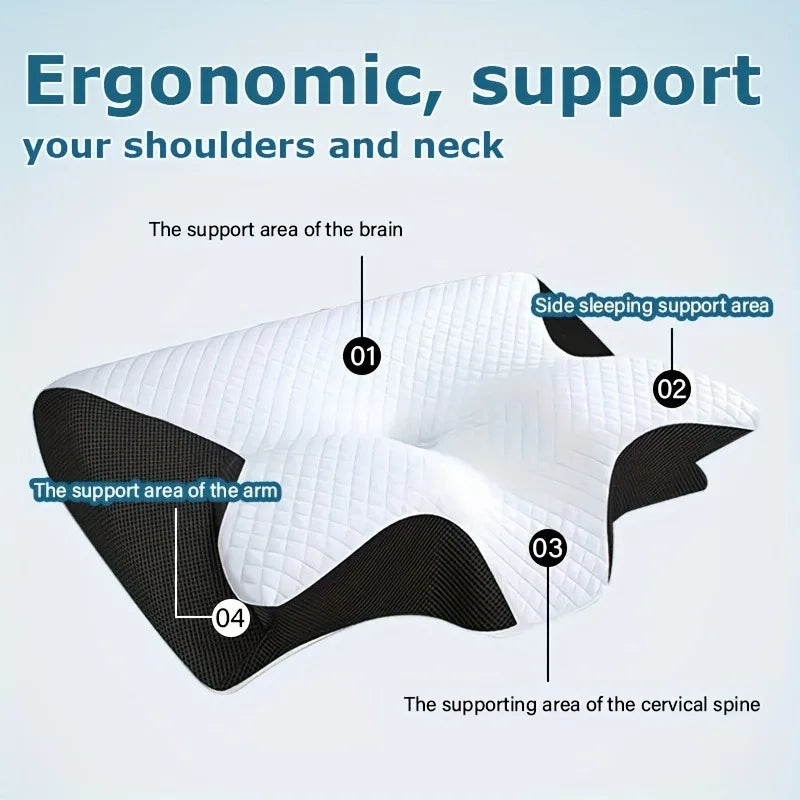 Memory Foam Pillow for Neck Shoulder Support Sleeping Relax Pillow,Ergonomic Contour Design, Orthopedic Firm Support Lightweight