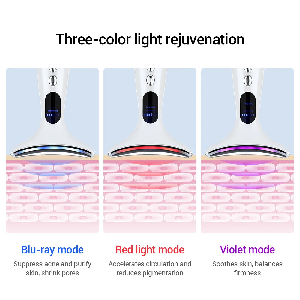 7In1 Face Lift Device EMS RF Microcurrent Skin Rejuvenation Facial Massager + 3Color Neck Face Beauty Device Removal Double Chin