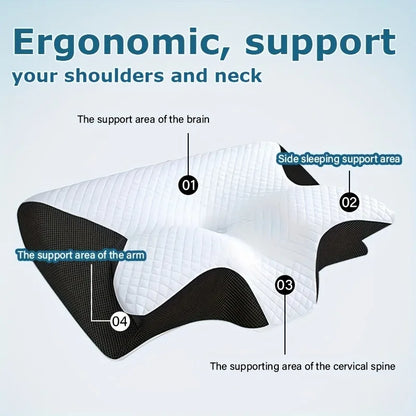 Memory Foam Pillow for Neck Shoulder Support Sleeping Relax Pillow,Ergonomic Contour Design, Orthopedic Firm Support Lightweight