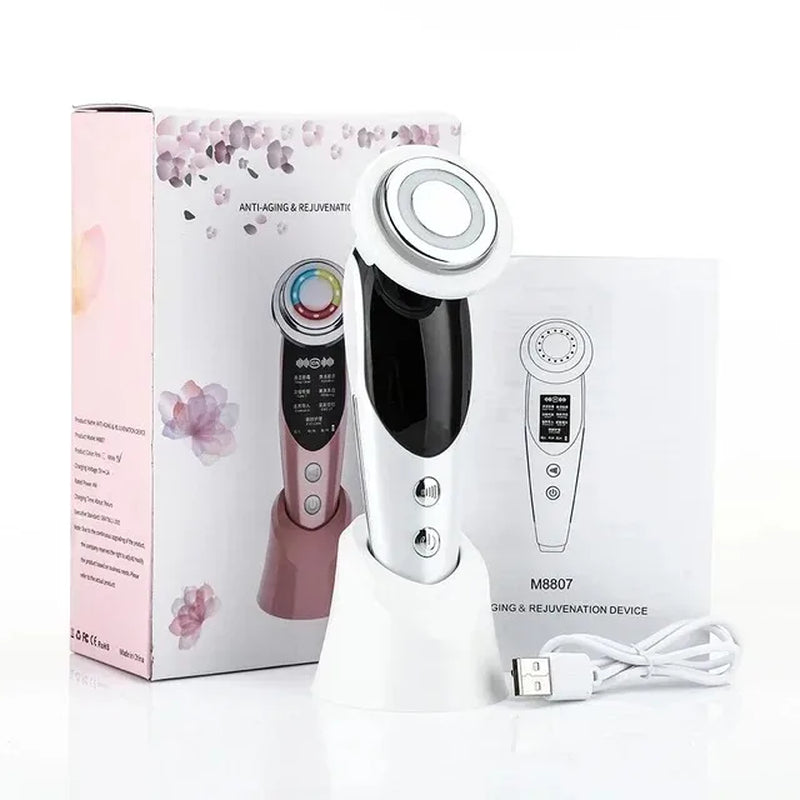 7In1 Face Lift Device EMS RF Microcurrent Skin Rejuvenation Facial Massager + 3Color Neck Face Beauty Device Removal Double Chin